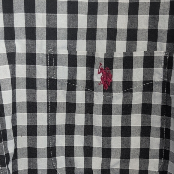 US Polo Ralph Lauren Checkered Black/Gray Big&Tall Button Down Shirt 2XLT  -806F - Picture 4 of 6